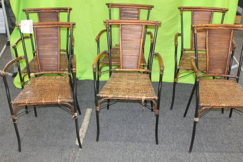 6 vintage split bamboo chairs
