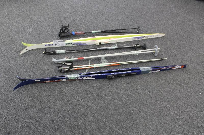 Cross country skis and poles