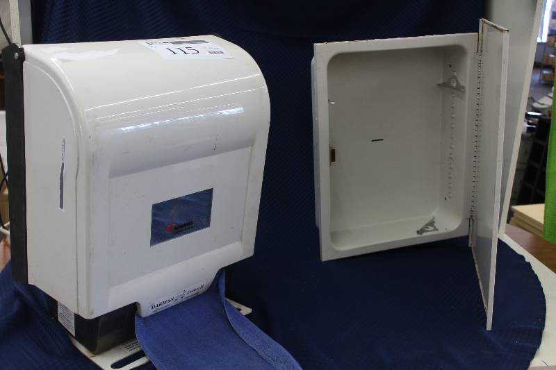 Commercial towel dispenser wkey and medicine cabinet