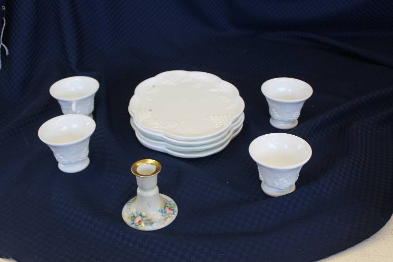 1950s Milk glass luncheon set