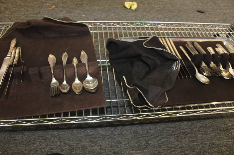 50 pieces of silver plated utensils and silver tray