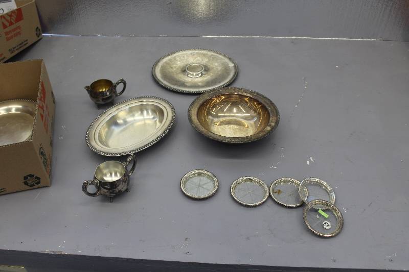 6 pieces of silver plate serving pieces