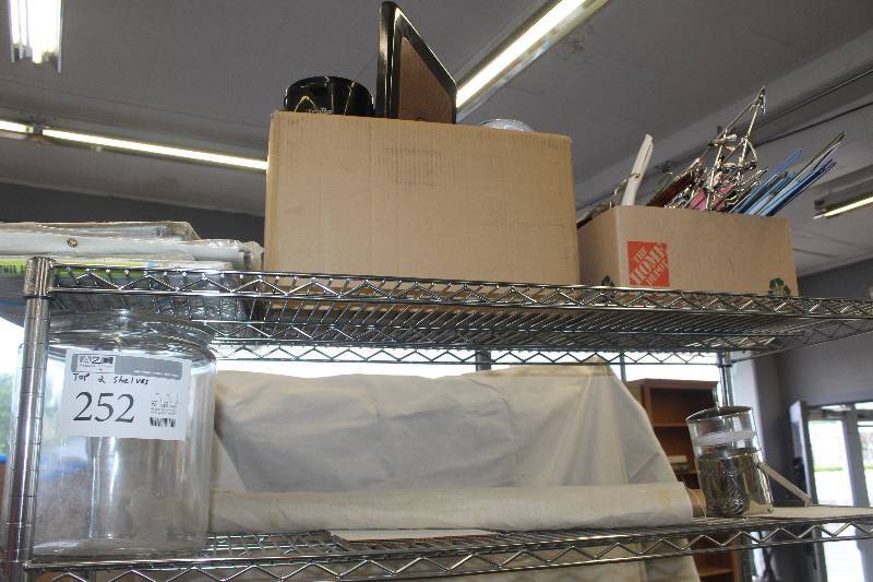 4 dress closets, Vintage penny candy jar, and misc. kitchen items.