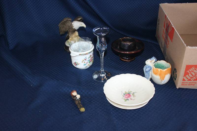 Bowl and plate made in England with other ceramic glass pieces.