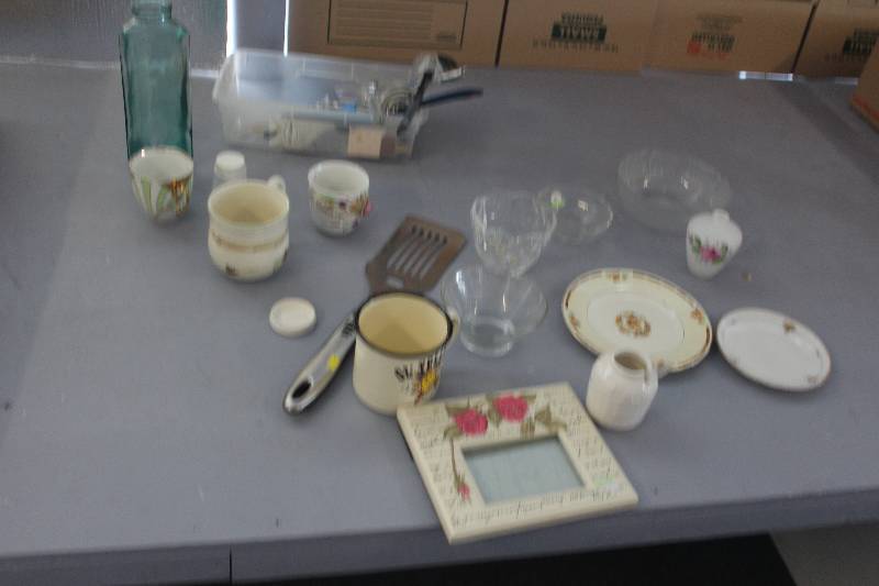 2 boxes misc glass serving pieces and more