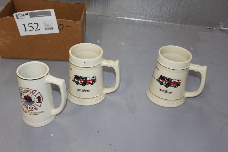 3 Fire department commemorative ceramic steins