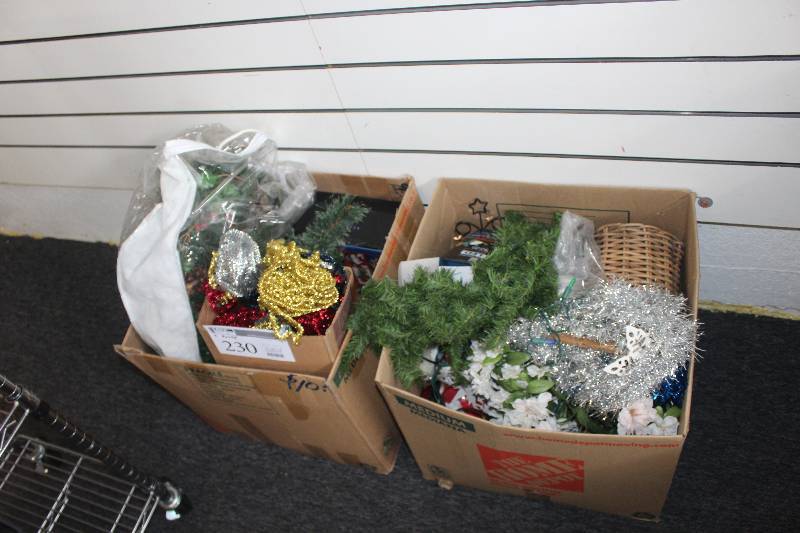 2 boxes of Xmas decorations