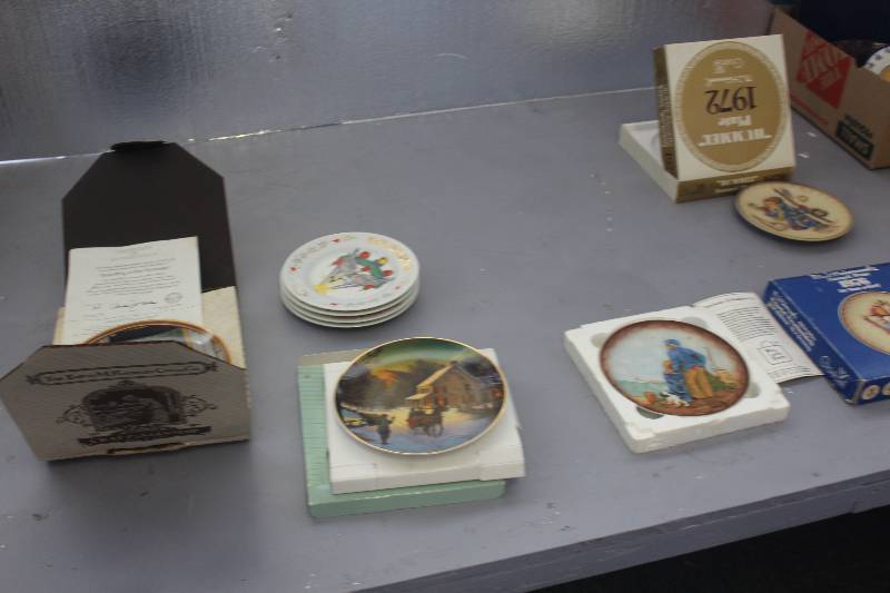 13 vintage collector plates 6 german, 2 hummel, and some Norman Rockwell plates