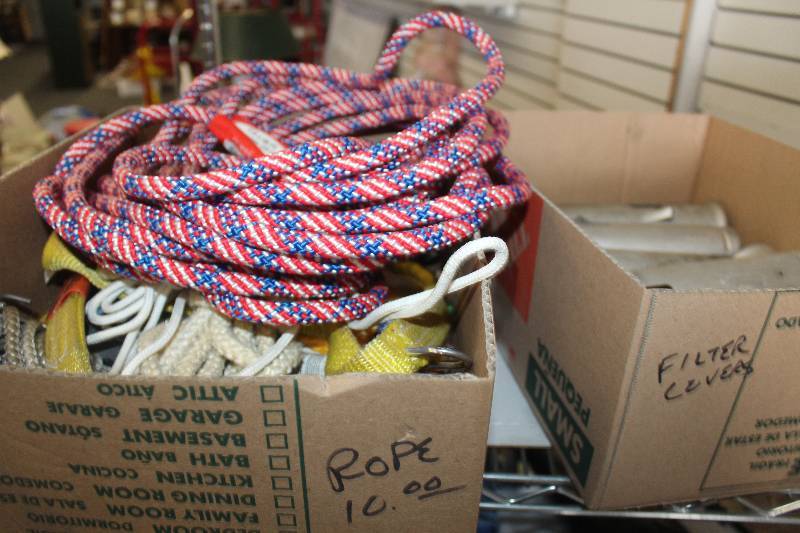 New 25 rope, misc household items, oil filter covers for large trucks
