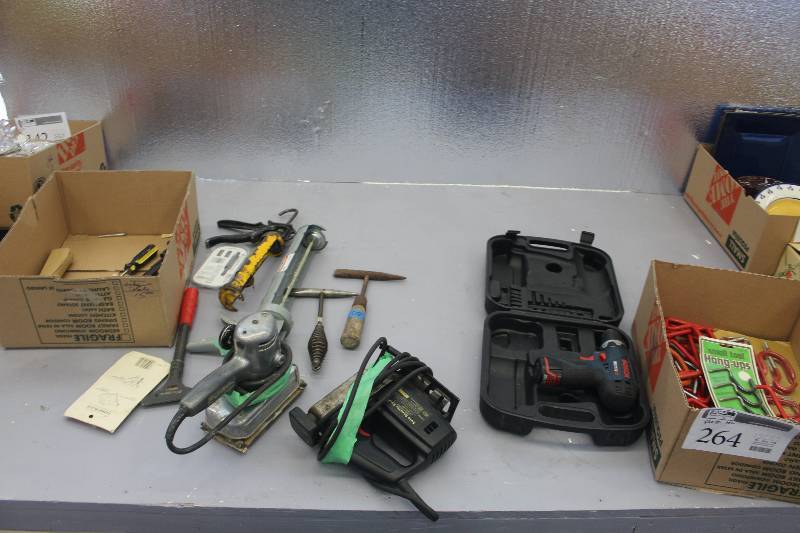 Reciprocating sander, Bosch cordless drill, caulking guns
