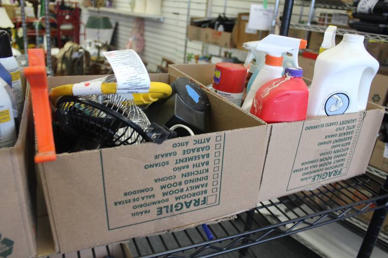 1 dozen new flashlights, first aid kit, C20 refill cylinders, misc. cleaning supplies and more