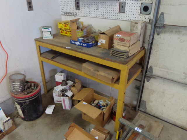 lot 92 image: Metal Work Bench With Wood Top