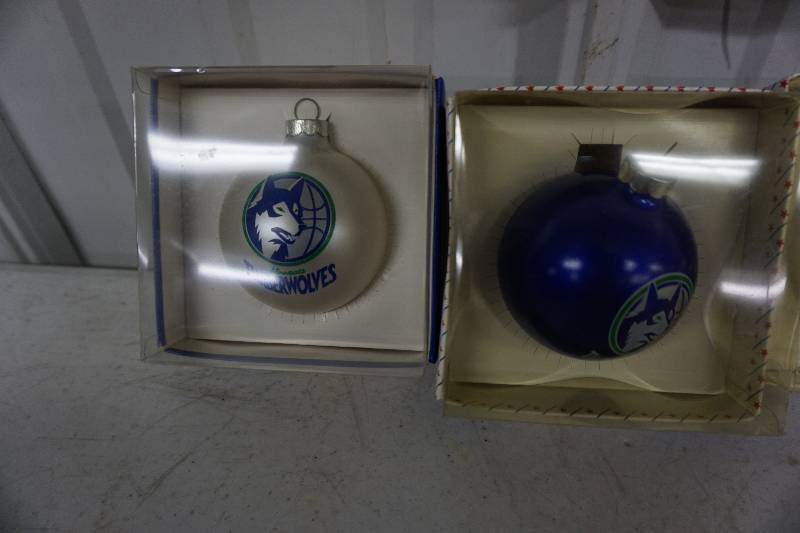 lot 84 image: Lot of 5 Minnesota Timberwolves Christmas Ornaments