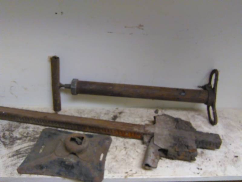 Vintage tire pump and car jack