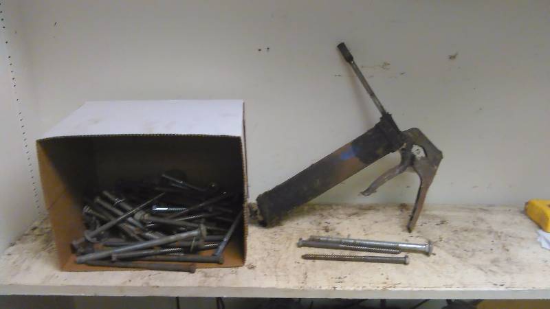 Grease gun, lag screws, bolts