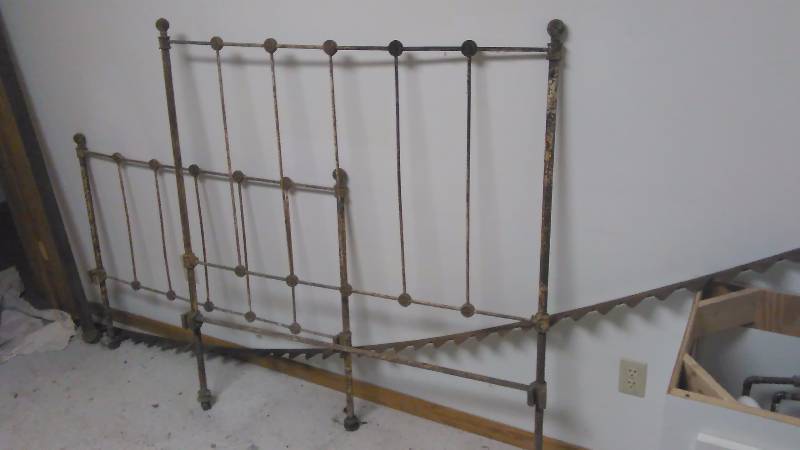 Cast iron bed, headboard and footrail