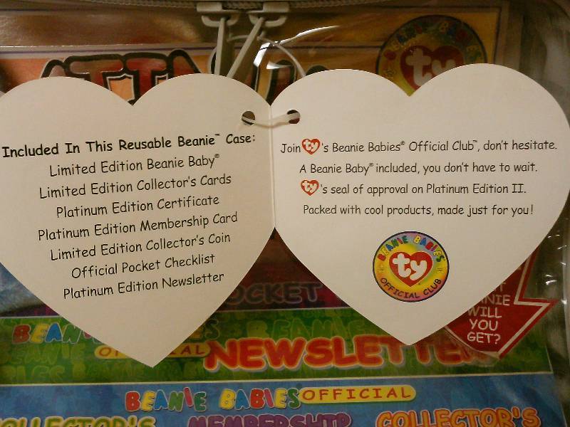 lot 91 image: TY PLATINUM COLLECTION 1999 CLUBBY II BEANIE BABY KIT