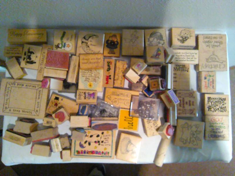 lot 10 image: Lot of 50 Rubber Crafting stamps -  mostly sayings