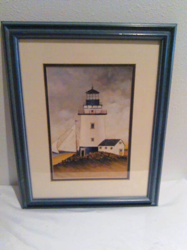 lot 24 image: Framed print, lighthouse
