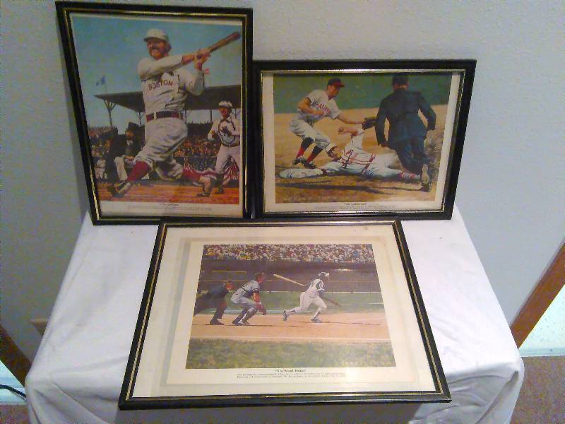 lot 35 image: Framed Baseball Prints (3), 100 yr. anniversary pictures,