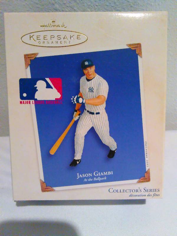lot 75 image: Hallmark Collectors Ornament, New in Box, Jason Giambi, NY Yankees