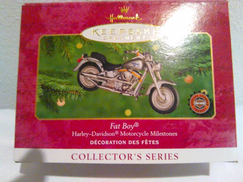 lot 94 image: Hallmark Collectors Ornament, New in Box, Harley Davidson, Fat Boy