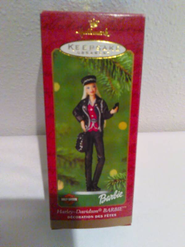 lot 102 image: Hallmark Collectors Ornament, New in Box, Harley Davidson, Leather Barbie