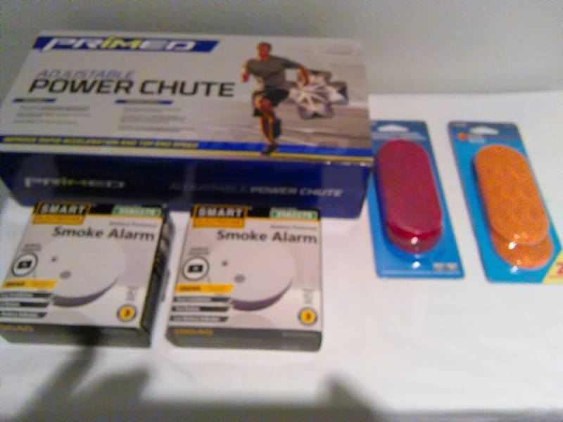 lot 115 image: Smoke alarms  reflectors New in Box and Power Chute