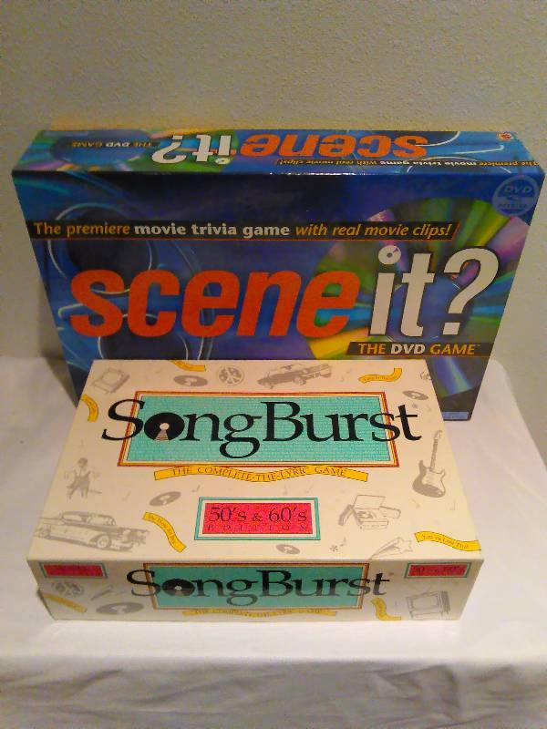 lot 153 image: Scene it and Song Burst board games