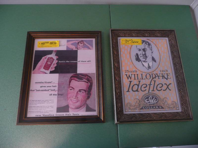 lot 28 image: 2 VINTAGE FRAMED ADVERTISING PICTURES - MAN CAVE - SEE PICTURES