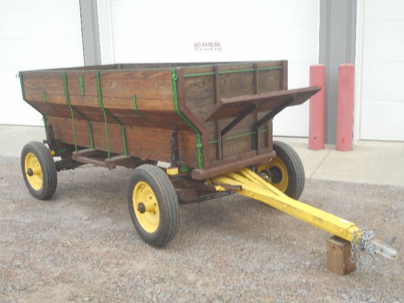 lot 1 image: Antique 56x9ft Wooden Farm Wagon, ...