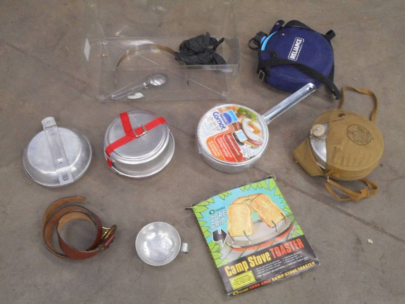 lot 71 image: Box Of Assorted Camping Cookware & ...