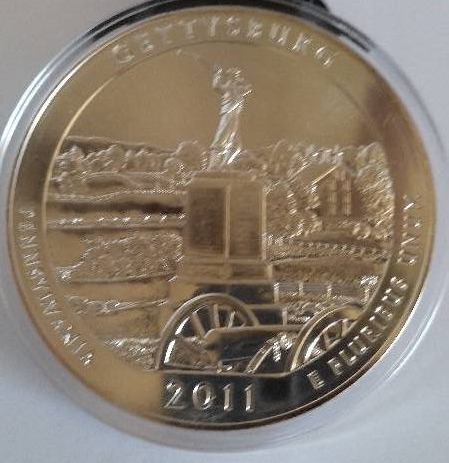 2011 US Mint 5 oz. America The Beautiful silver bullion coin Pennsylvania Gettysburg National Park