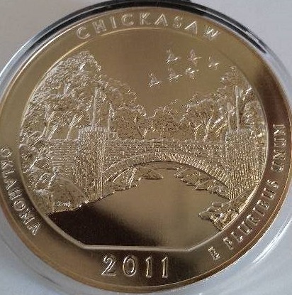 2011 US Mint America The Beautiful 5 oz. silver bullion coin Oklahoma Chicasaw National Park
