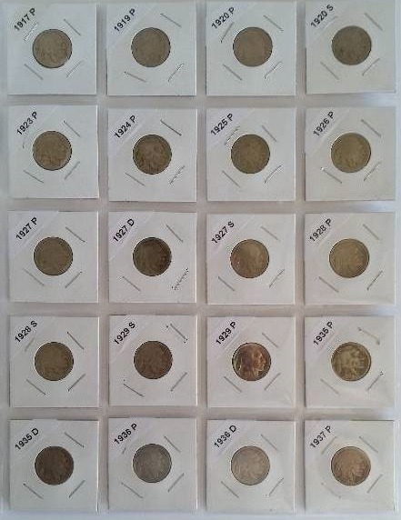 Lot of (20) Buffalo Nickels - All Different Datesmint marks