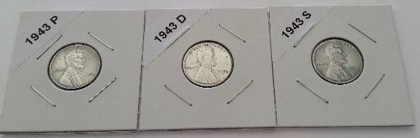 1943 P,D and S (Philadelphia, San Francisco and Denver) WWII Emergency Issue Steel Pennies