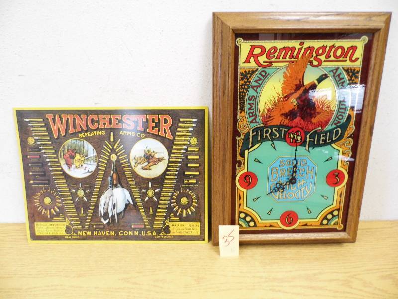 Winchester Metal Sign - Remington Clock