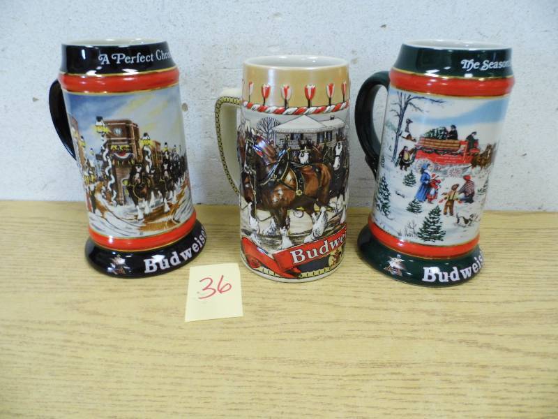 Lot of 3 Budweiser Steins