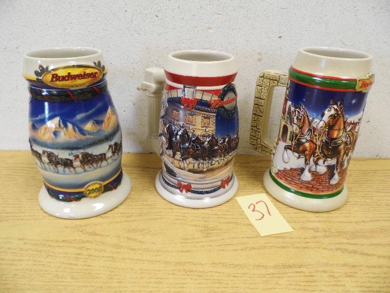 Lot of 3 Budweiser Steins