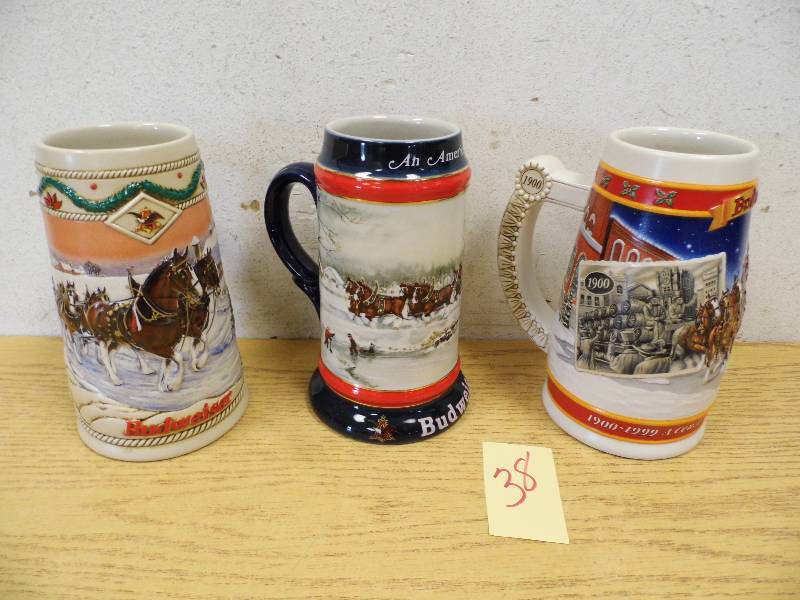 Lot of 3 Budweiser Steins