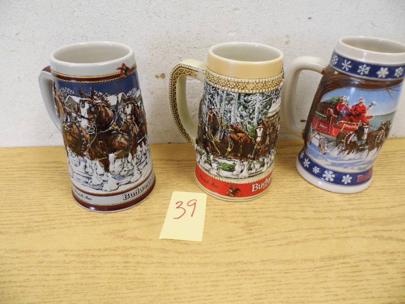 Lot of 3 Budweiser Steins