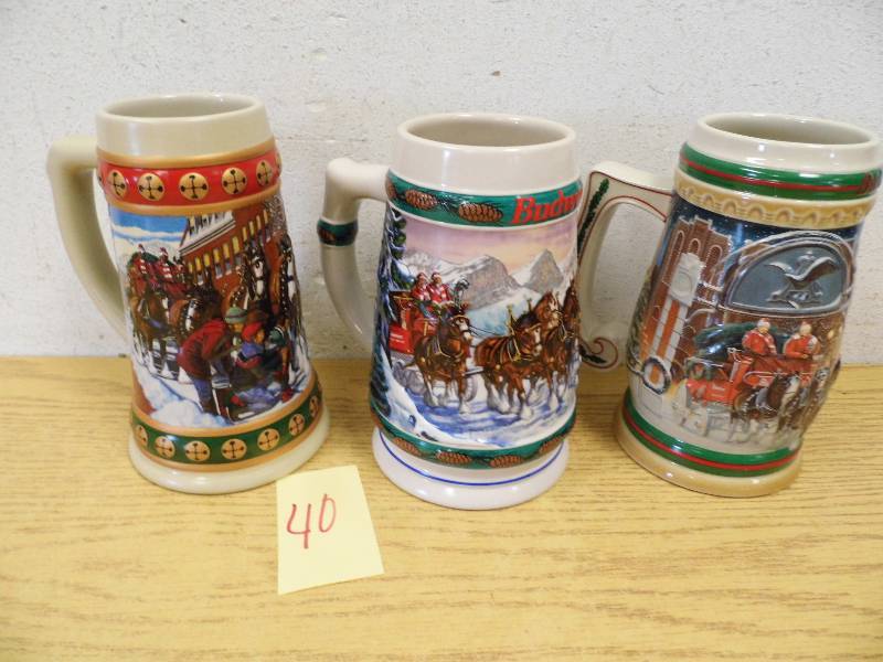Lot of 3 Budweiser Steins