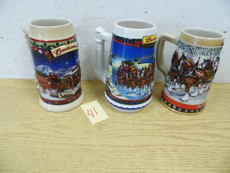 Lot of 3 Budweiser Steins