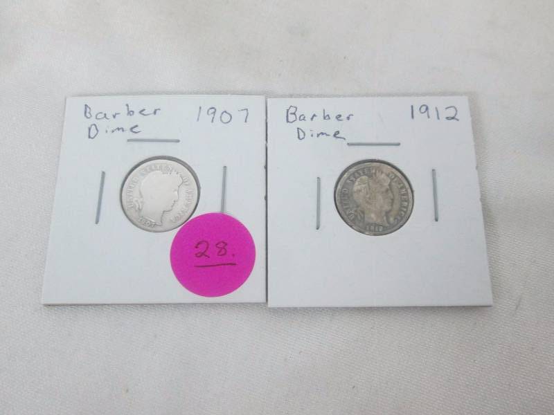 2 - Silver Barber Dimes