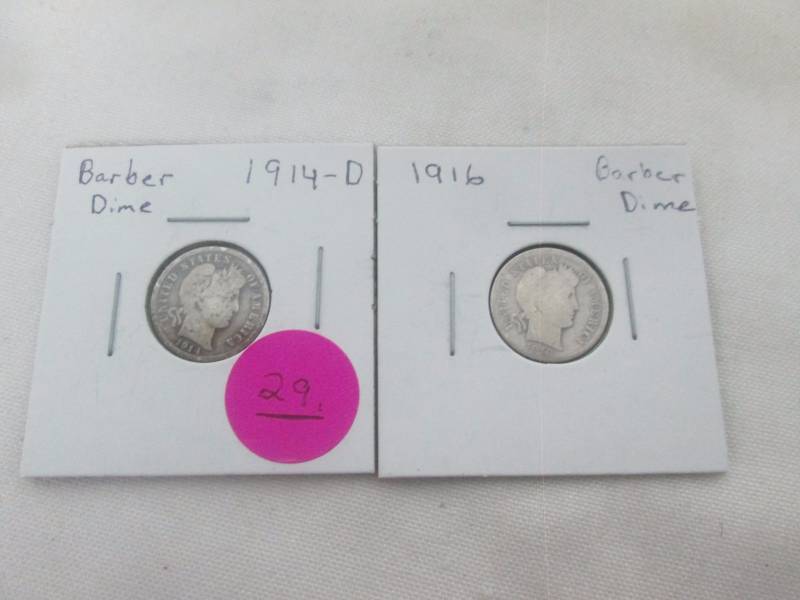 2 - Silver Barber Dimes