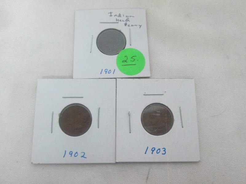 3 - Indian Head Pennies
