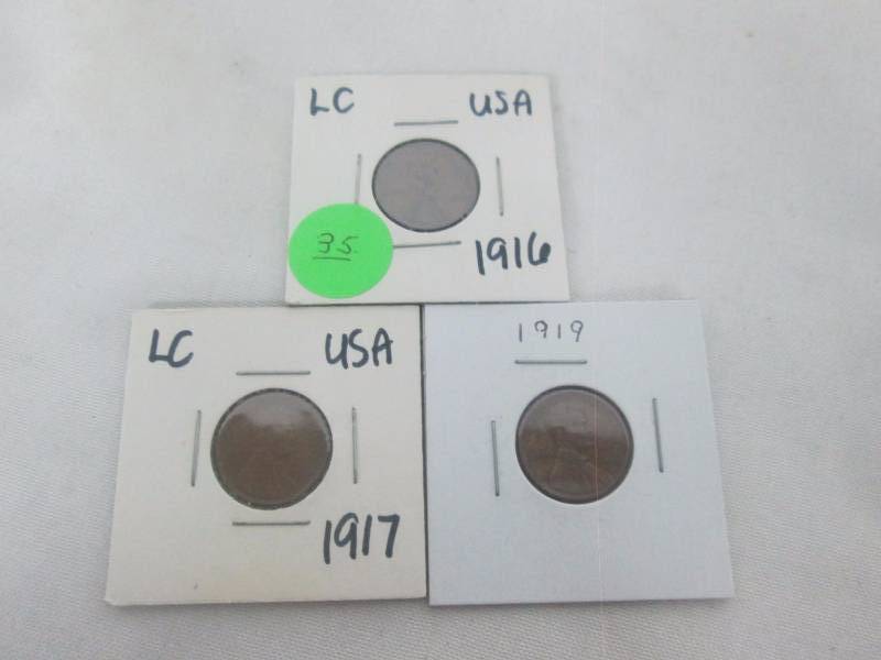3 - Lincoln Wheat Pennies
