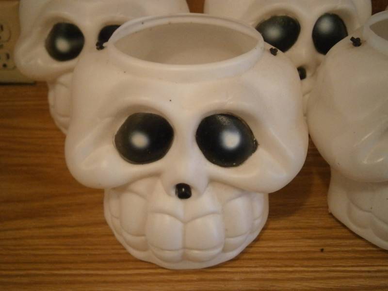 (7) Vintage Skeleton Candy Buckets
