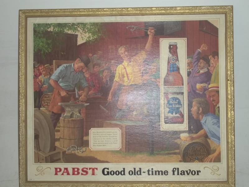 lot 11 image: Pabst blue ribbon beer sign early 1960s 27 x 32