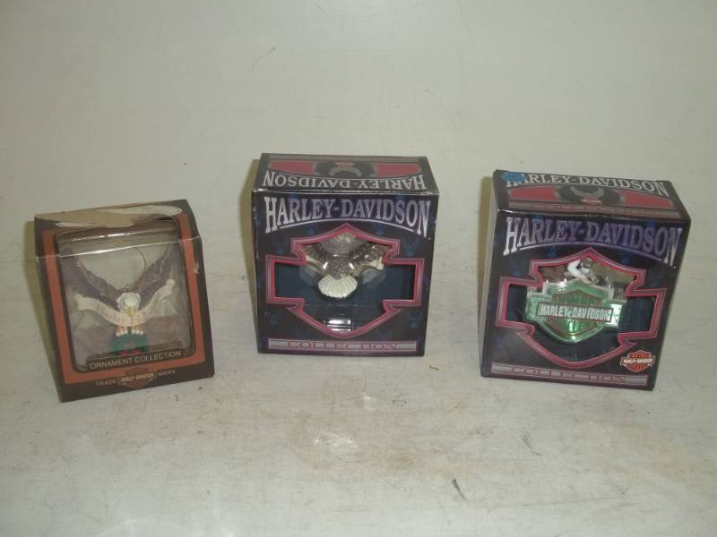 lot 40 image: 3 Harley Davidson Christmas ornaments
